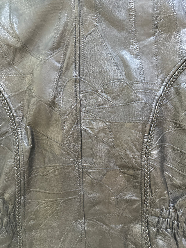 1990s Diamond Plate Genuine Leather Motorcycle Jacket Size Medium