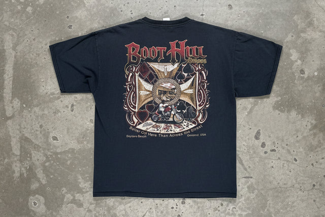 Vintage Boot Hill Saloon Iron Cross Biker T-Shirt 2XL Y2K Daytona Beach