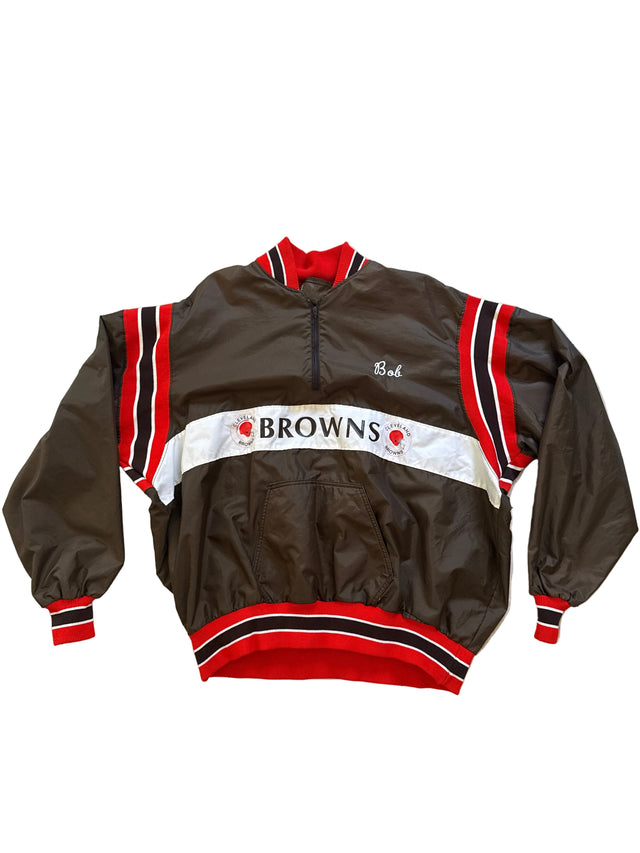 Vintage 1990s Cleveland Browns DeLONG Pullover Jacket 3XL Made USA NFL