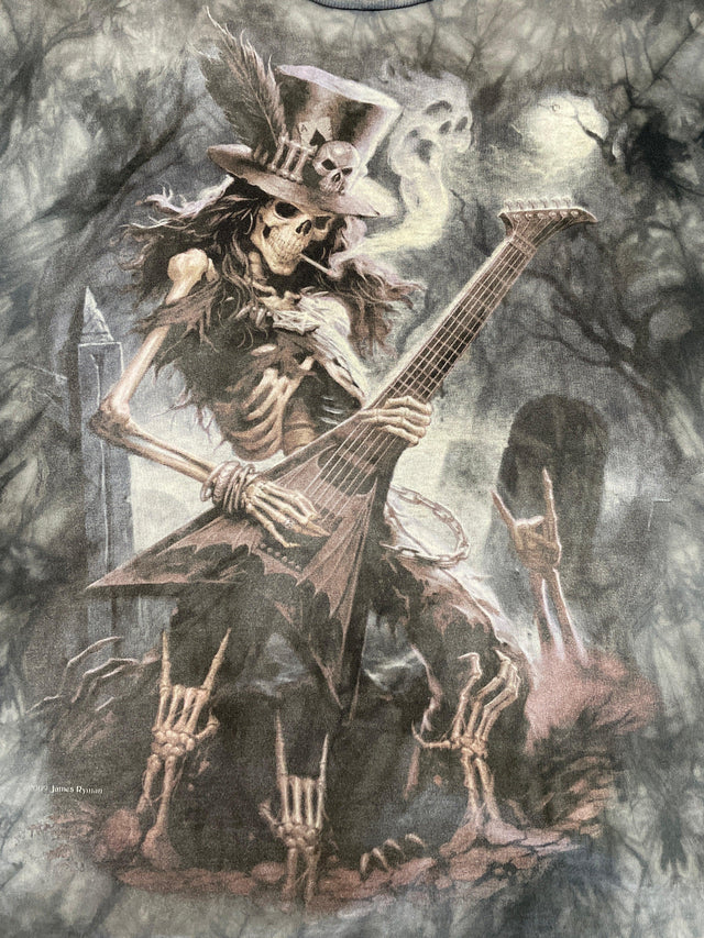 2009 James Ryman Playing Dead Skeleton Rock Star Shirt XL