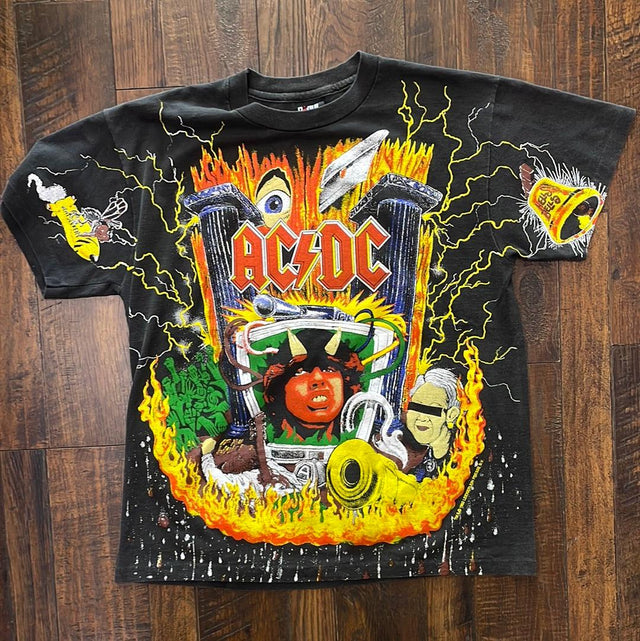 AC/DC 1993 All Over rePrint Shirt L