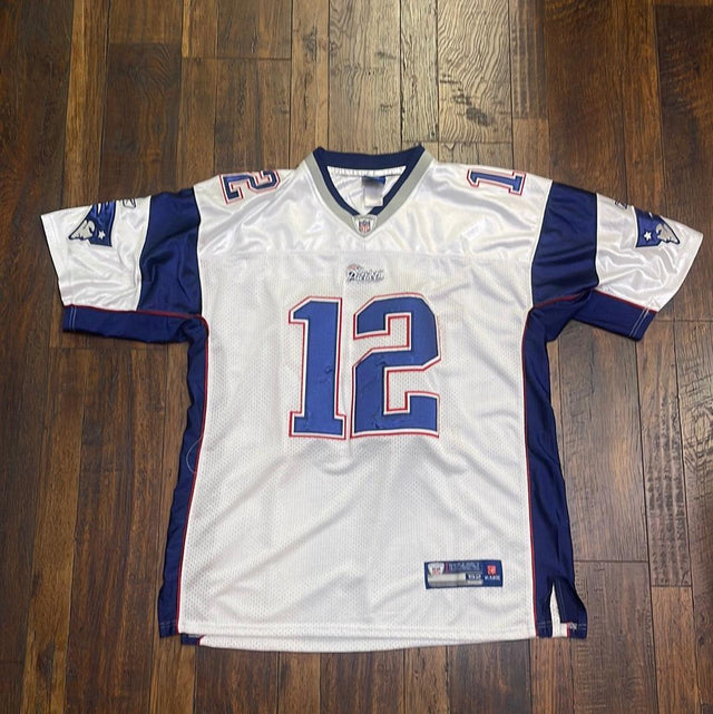 NFL New England Patriots Tom Brady #12 Reebok Jersey Size 52 On Field Blue Stitched XL