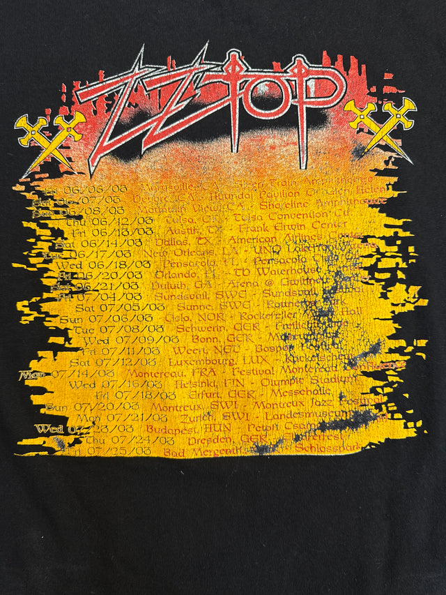 ZZ Top 2003 Tour Tee Vintage Cinder Block Double-Sided Shirt – Size L