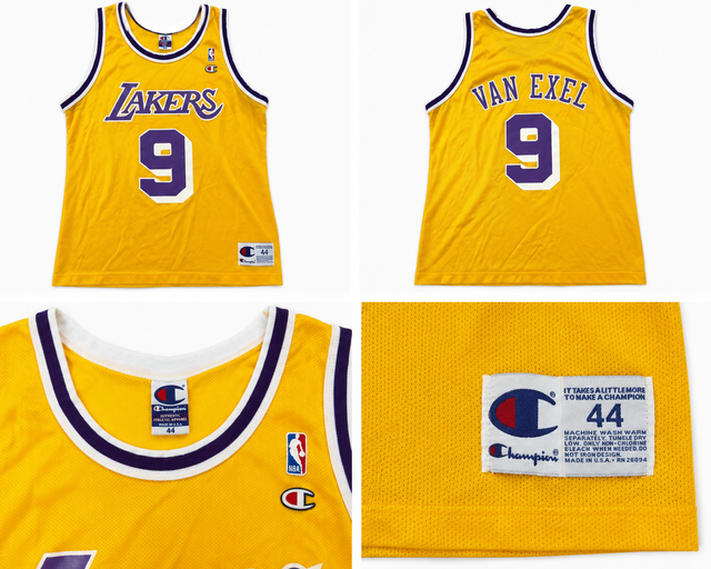 Vintage 1990s Los Angeles Lakers Nick Van Exel #9 Champion USA Jersey Size 44 (Large)
