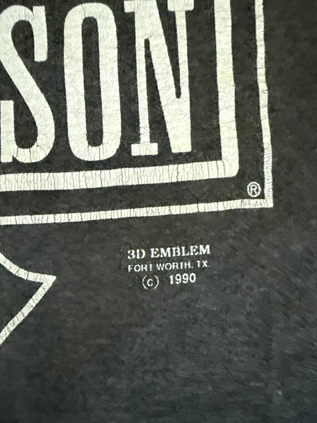 Vintage 1990 Harley-Davidson 3D Emblem Tee American Made, Reworked Collar
