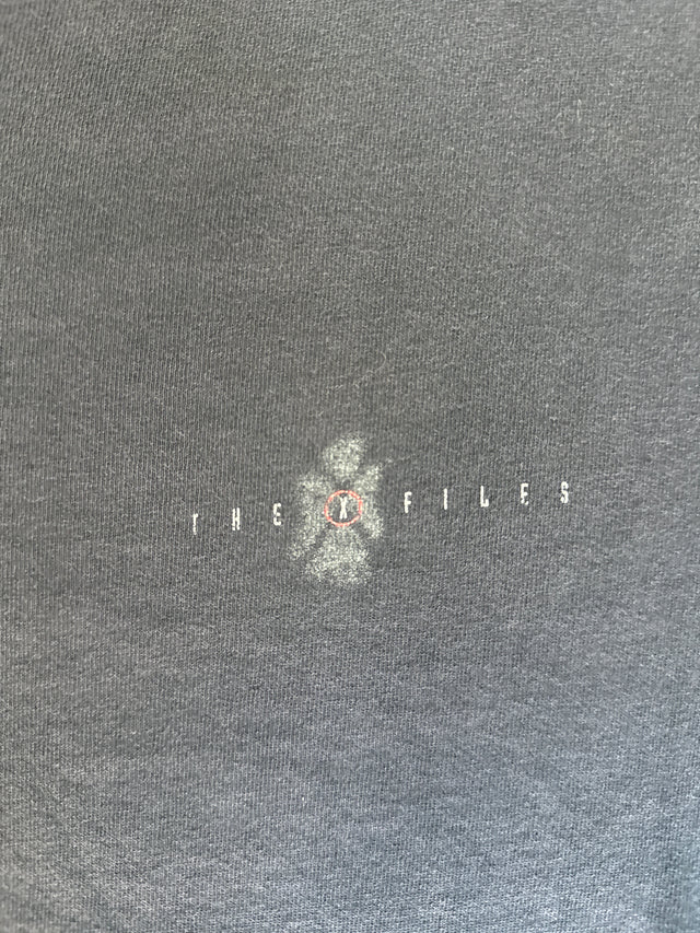 Vintage 1990s The X-Files Stanley Desantis T-Shirt – Faded Black, Double-Sided Graphic, Distressed