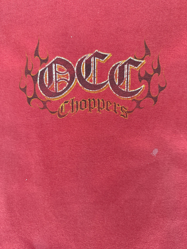 Vintage 2000s Y2K Orange County Choppers Flame Long Sleeve T-Shirt Red (Size L)