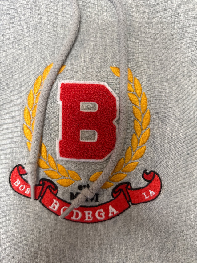 Bodega Collegiate Crest Hoodie Grey Size L