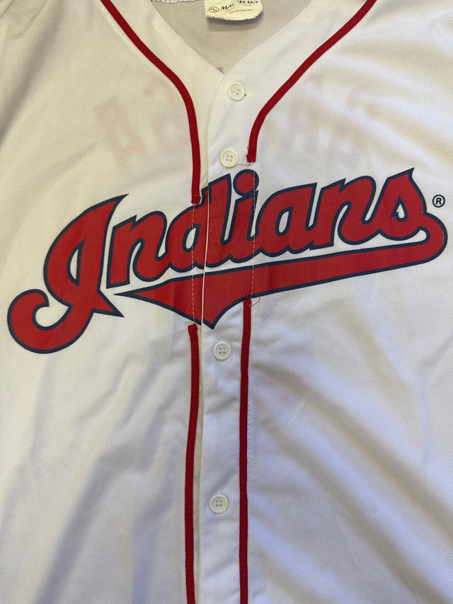 Carlos Baerga #9 Cleveland Indians Jersey — White Mesh Button-Up (Match-Up Brand) M