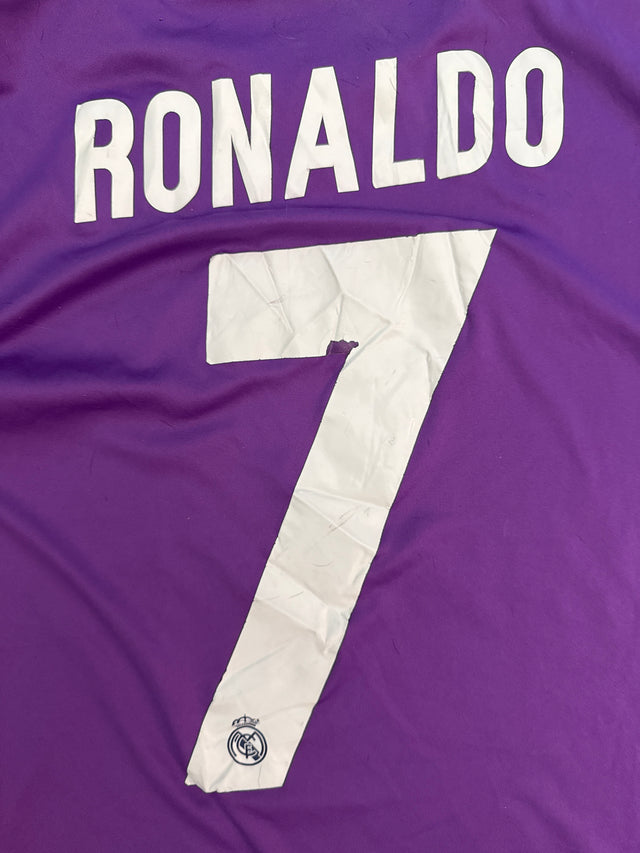 Real Madrid Ronaldo #7 Purple Away Jersey 2016 ClimaCool Youth Large