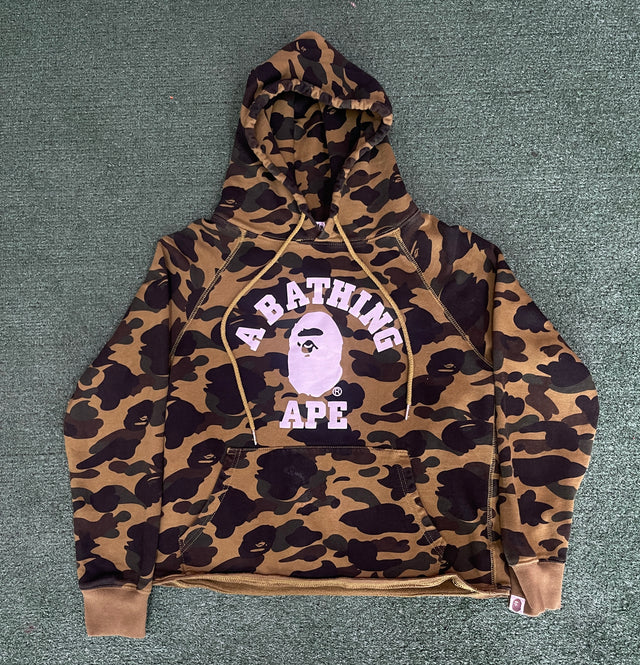 Bape 1st Camo College Logo Hoodie M