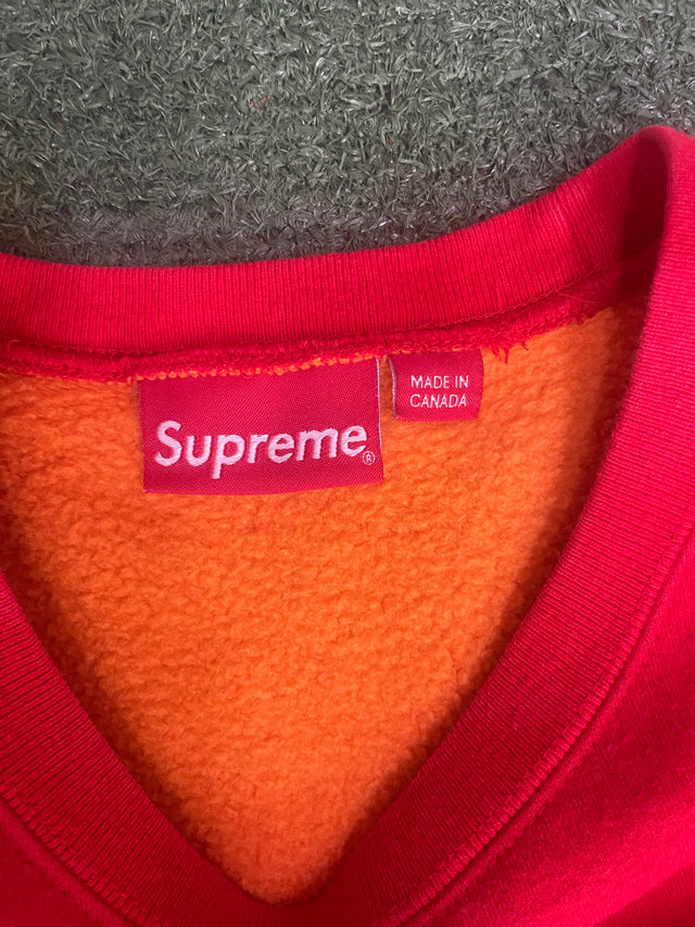 ss18 Supreme Contrast Crewneck Sweatshirt Red Large