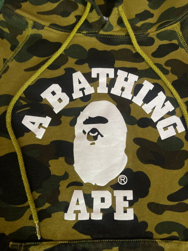 Bape 1st Camo College Logo Hoodie M