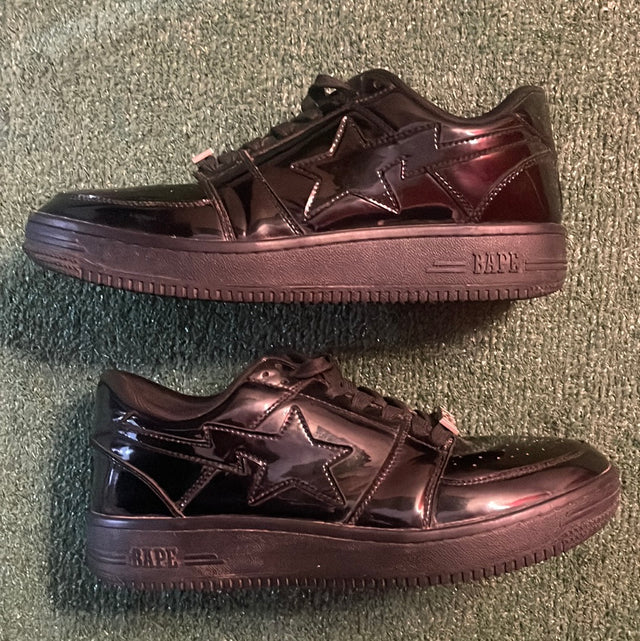 A Bathing Ape Bape Sta Low Patent Black
