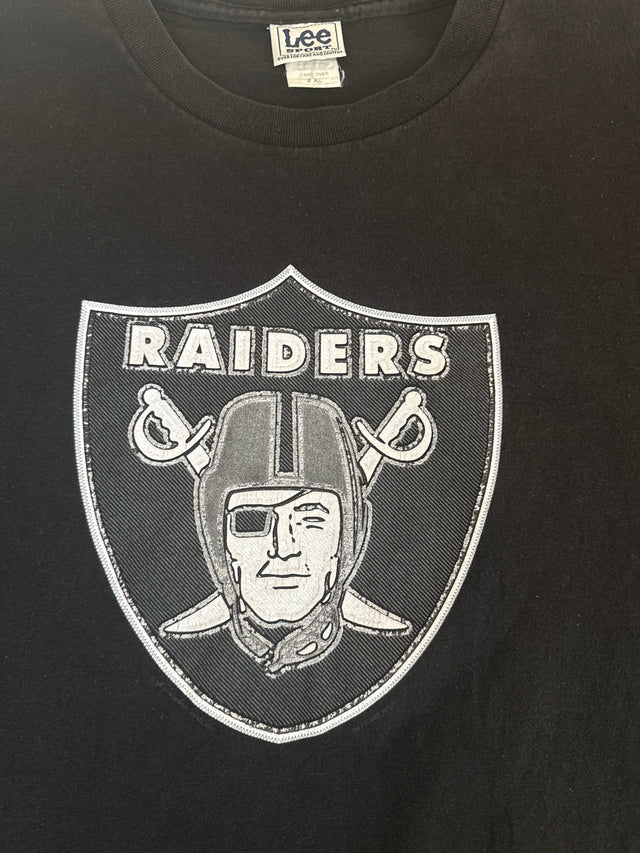 Vintage 2001 Oakland Raiders Lee Sport NFL Graphic T Shirt Black Size 2XL