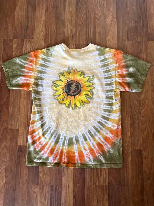 Vintage 1994 Grateful Dead Sunflower Skeleton Tie Dye T-Shirt Sundog Large