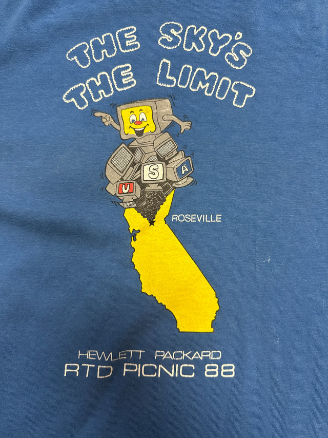Vintage 1988 Hewlett Packard “The Sky’s The Limit” RTD Picnic Tee Blue – M (38–40) Tech Tee