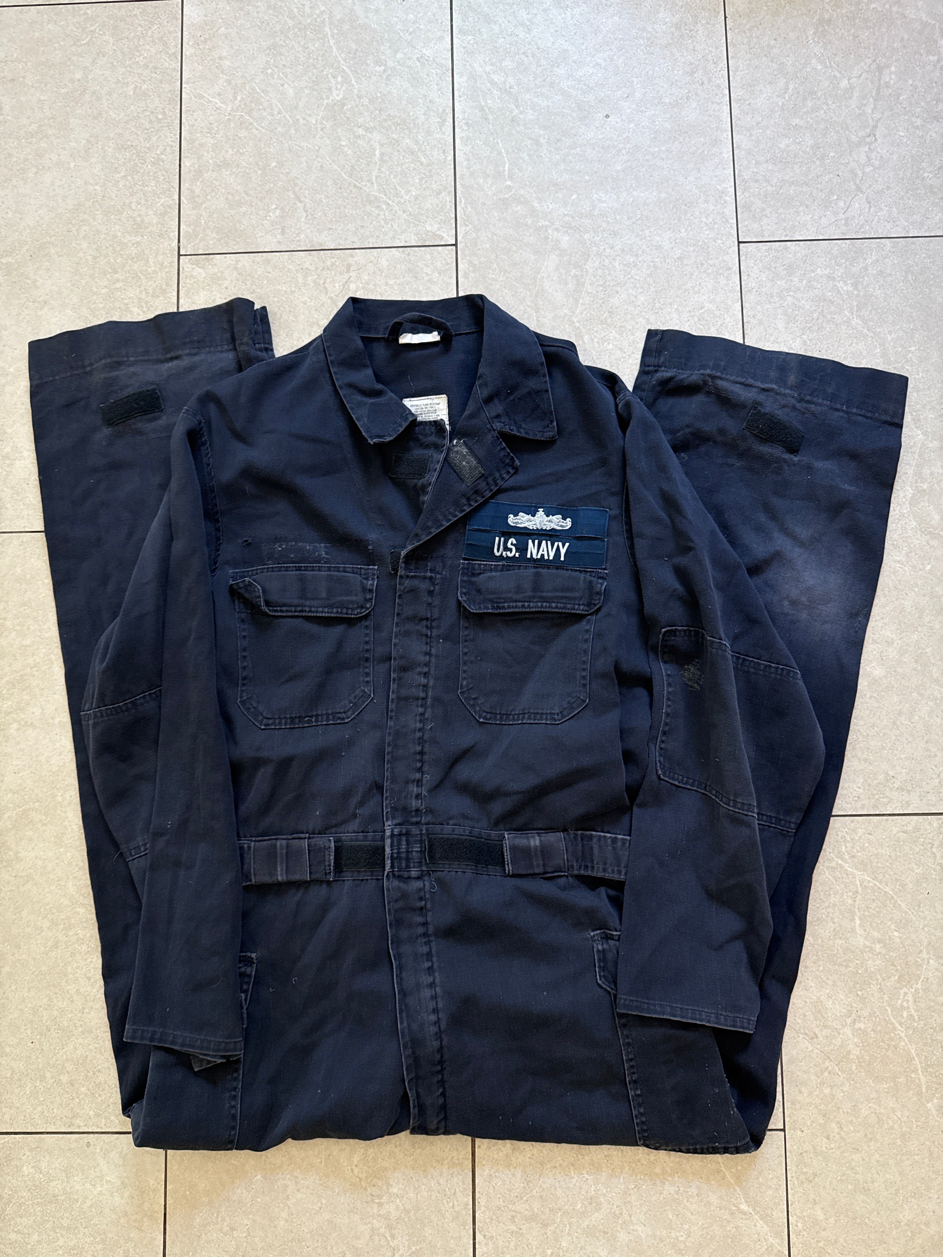 Pino US NAVY カバーオール 46R 48R Vintage 90s U.S. Navy Flame Resistant Coveralls Jumpsuit 46R Navy