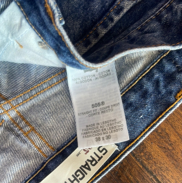 Levi’s 505 Mens 38x30 Blue Jeans Made In Lesotho