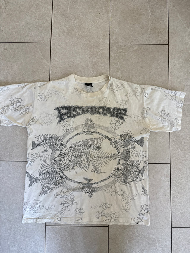 Vintage 1990s Fishbone Pushead All Over Print Graphic T Shirt XL Made USA
