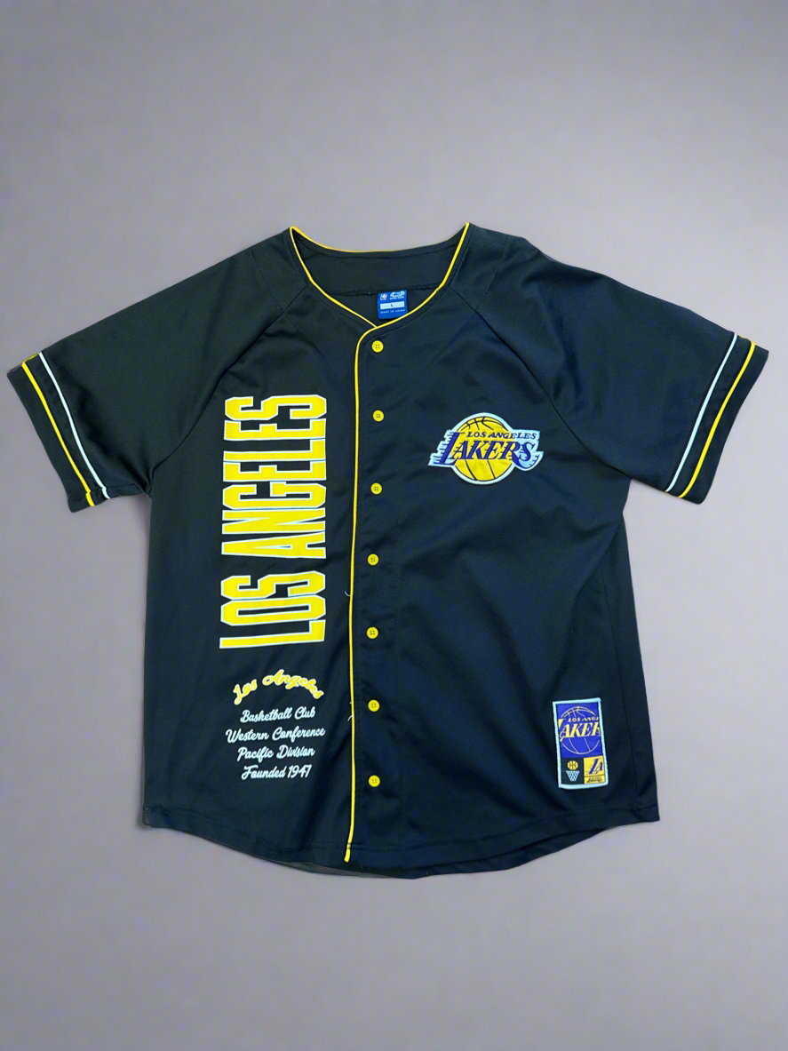 Los Angeles Lakers Ultra Game Button-Up Baseball Jersey – Black