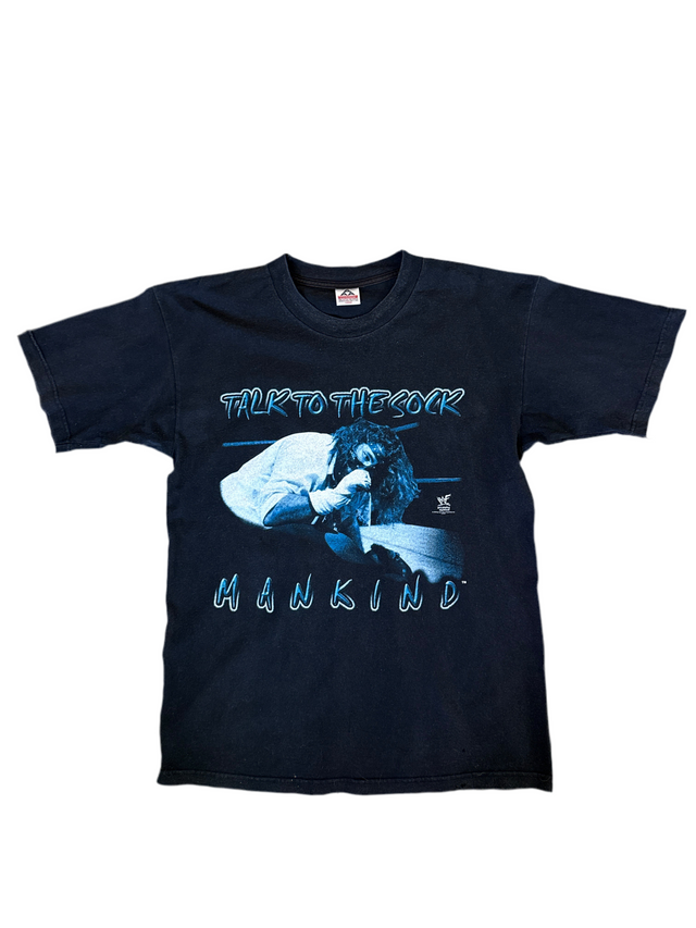 Vintage WWF Mankind “Talk to the Sock / Mr. Socko” Wrestling T-Shirt (90s, Size L)