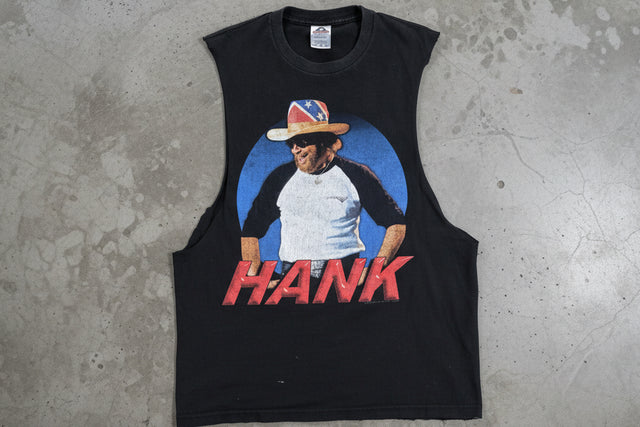 Vintage 2005 Hank Williams Jr Tour Cut Off Sleeveless T Shirt Black Size XL