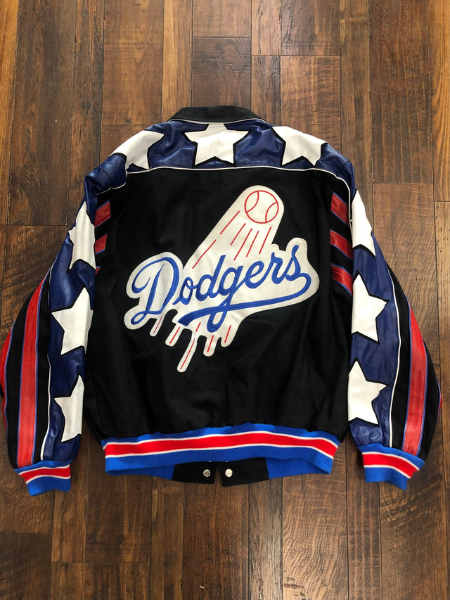 Vintage 90s Jeff Hamilton Los Angeles Dodgers Reversible Leather Jacket XL