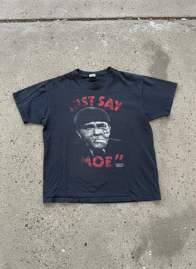 Vintage The Three Stooges “Just Say Moe” T-Shirt – 1990s Anvil Tag (Size XL, Made in USA)