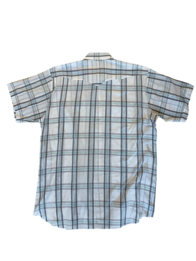 Vintage Panhandle Slim Western Pearl Snap Shirt – Plaid Short Sleeve, Size 18 (XL)