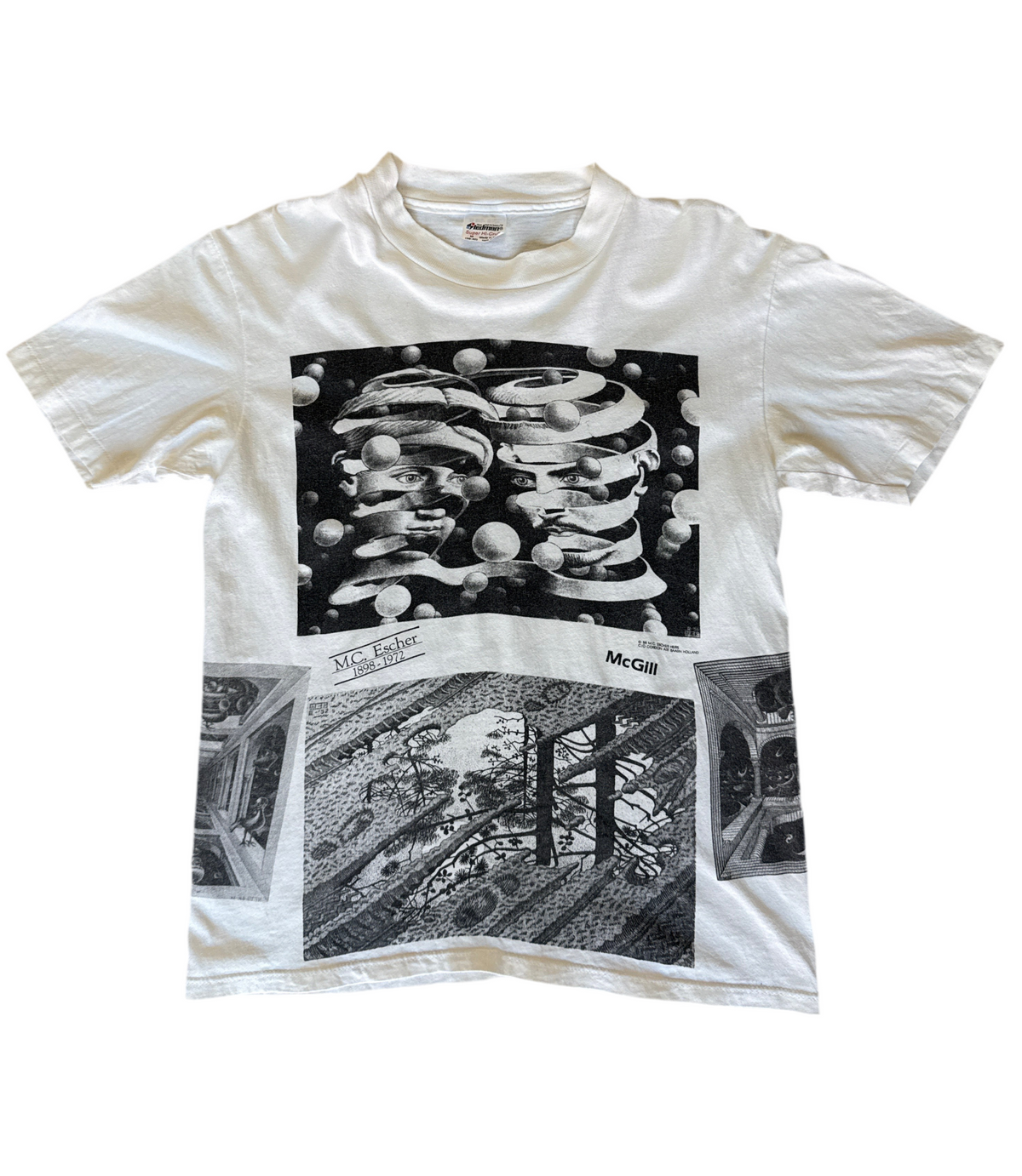 Vintage 1988 M.C. Escher T-Shirt – Surreal Graphic Art Tee – Made