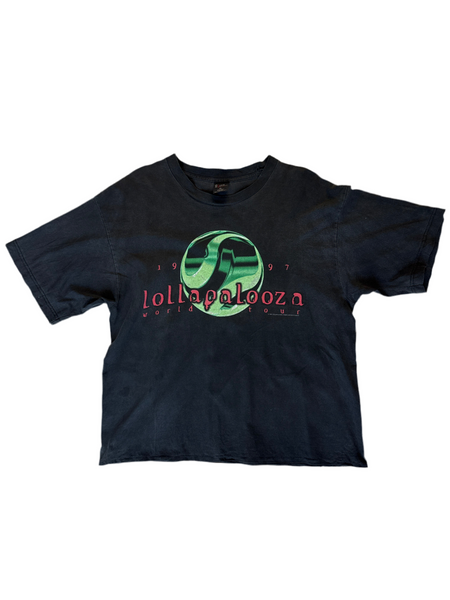 LLICA ツアーTシャツ 1997 XL Vintage 1997 Lollapalooza World Tour T-Shirt XL, Black, Giant Tag