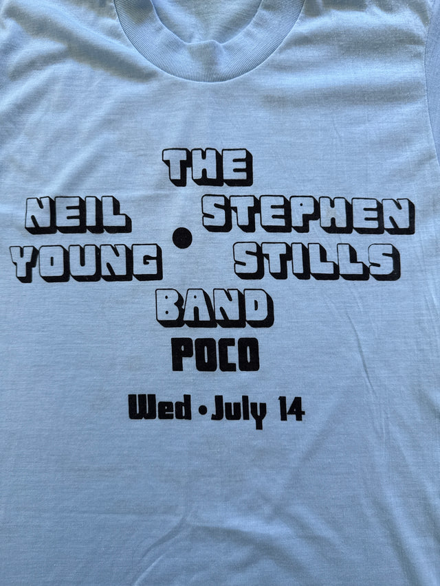 Vintage 1976 Neil Young Stephen Stills Band Riverfront Coliseum Cincinnati Concert T-Shirt Large