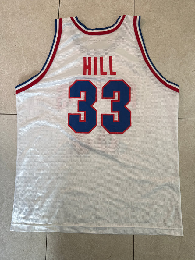 Vintage 1997 Detroit Pistons Grant Hill #33 Champion NBA Jersey White Size 48 XL