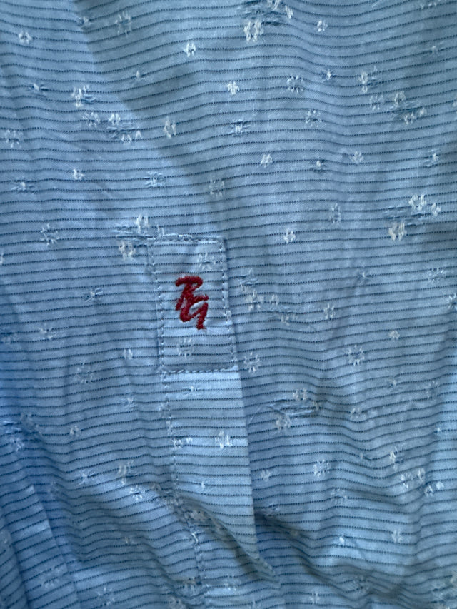 Robert Graham Men’s Long Sleeve Button Front Shirt Blue Textured Dot Pattern – XL