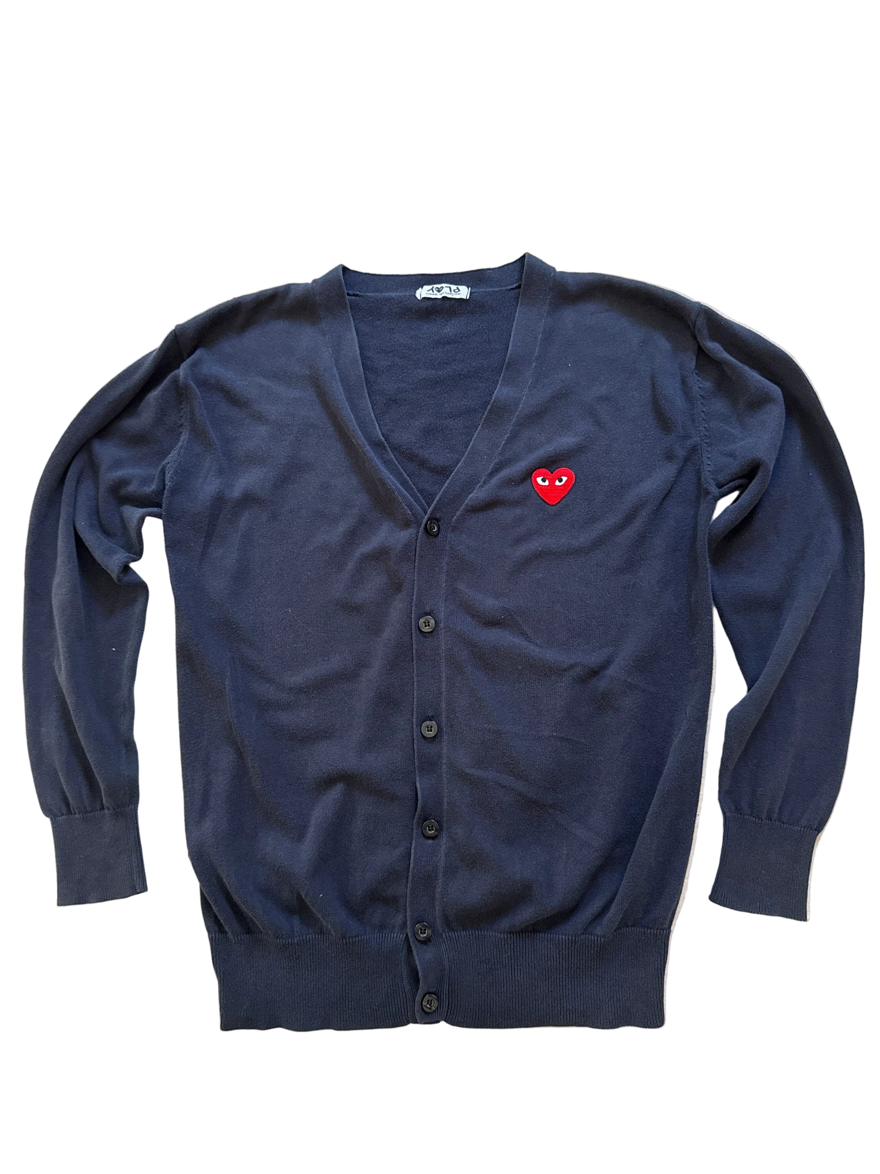 Comme des Garçons PLAY Heart Logo Navy Cardigan Size M – Milk Room