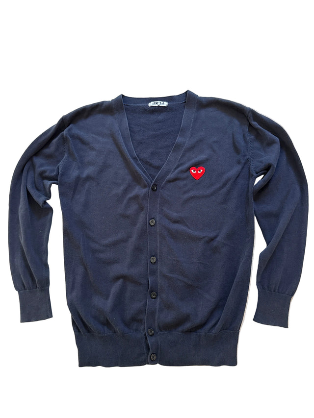 Comme des Garçons PLAY Heart Logo Navy Cardigan Size M
