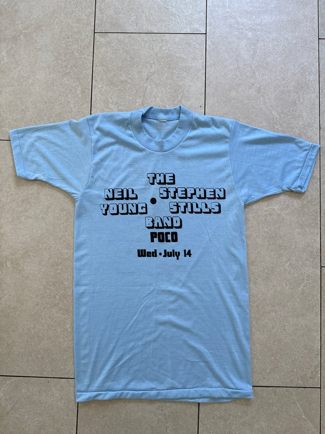 Vintage 1976 Neil Young Stephen Stills Band Riverfront Coliseum Cincinnati Concert T-Shirt Large