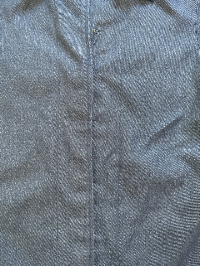 Vintage 1950s Handmade Indigo Denim Work Jacket Hook & Eye Closure Utility Coat Medium