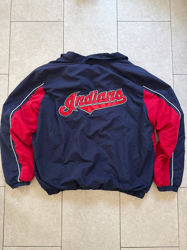 Vintage Y2K 2000s Cleveland Indians Genuine Merchandise Full Zip Windbreaker Jacket Size XXL