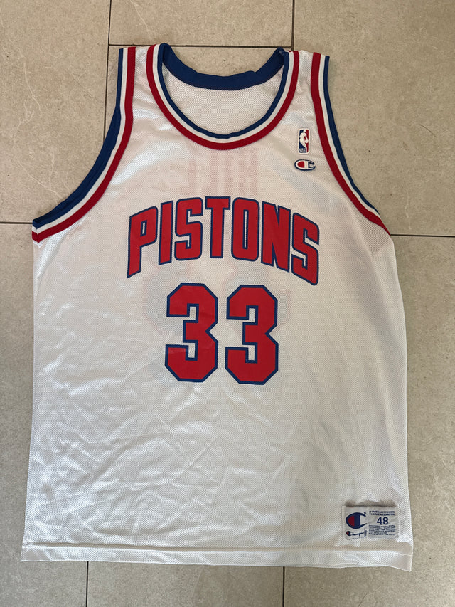 Vintage 1997 Detroit Pistons Grant Hill #33 Champion NBA Jersey White Size 48 XL