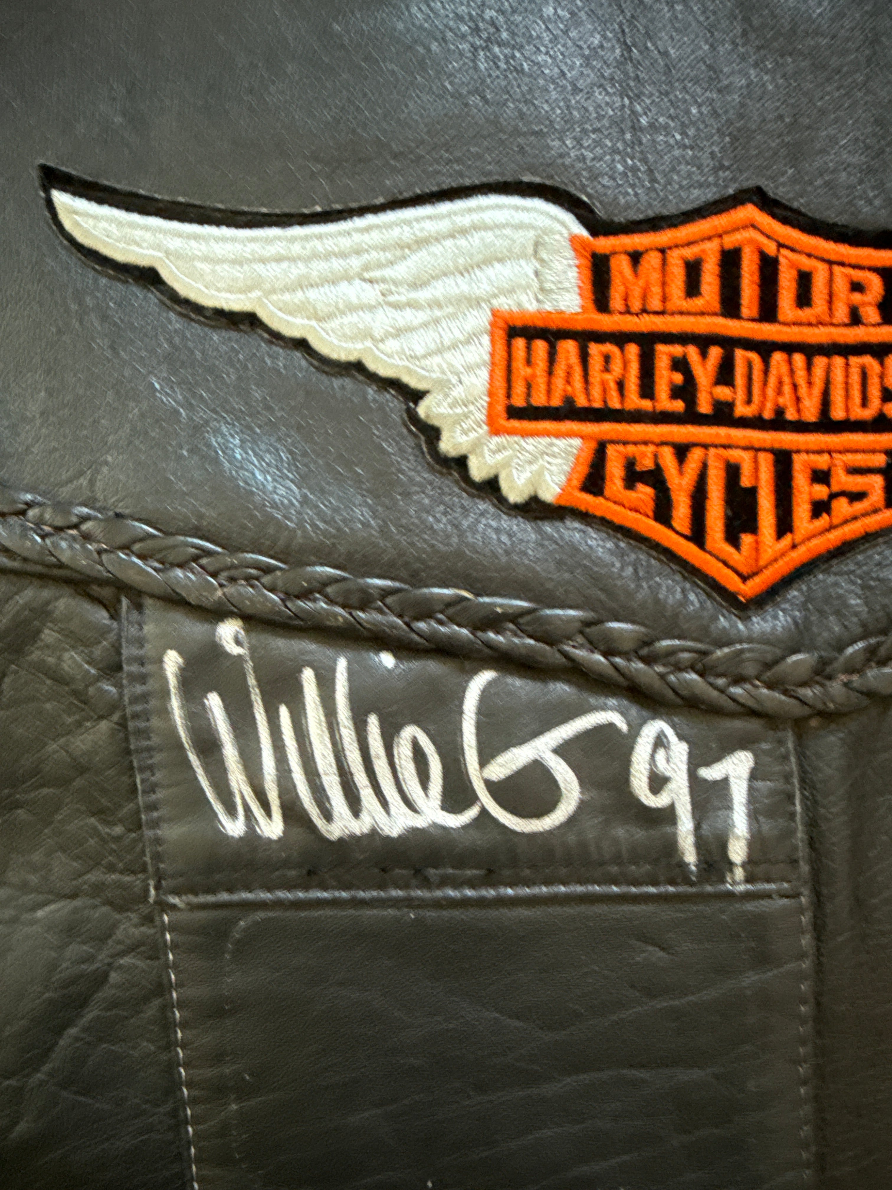 Vintage 1980s Harley-Davidson Leather Vest Willie G. Davidson
