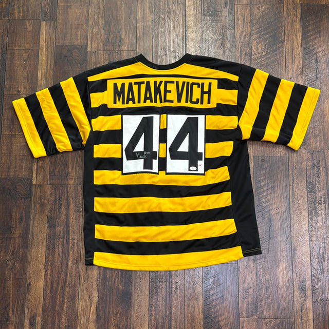 Signed Pittsburgh Steelers #44 Terry Matakevich Sz Bumblebee Jersey XL