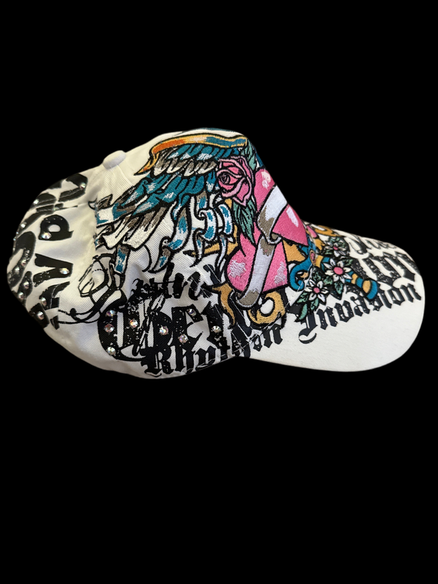 Vintage Y2K Bejeweled by Susan Fixel Rhinestone Tattoo Cap
