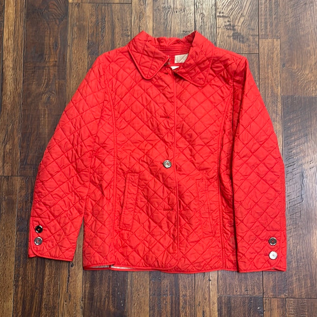 Neiman Marcus Red Quilted Jacket L