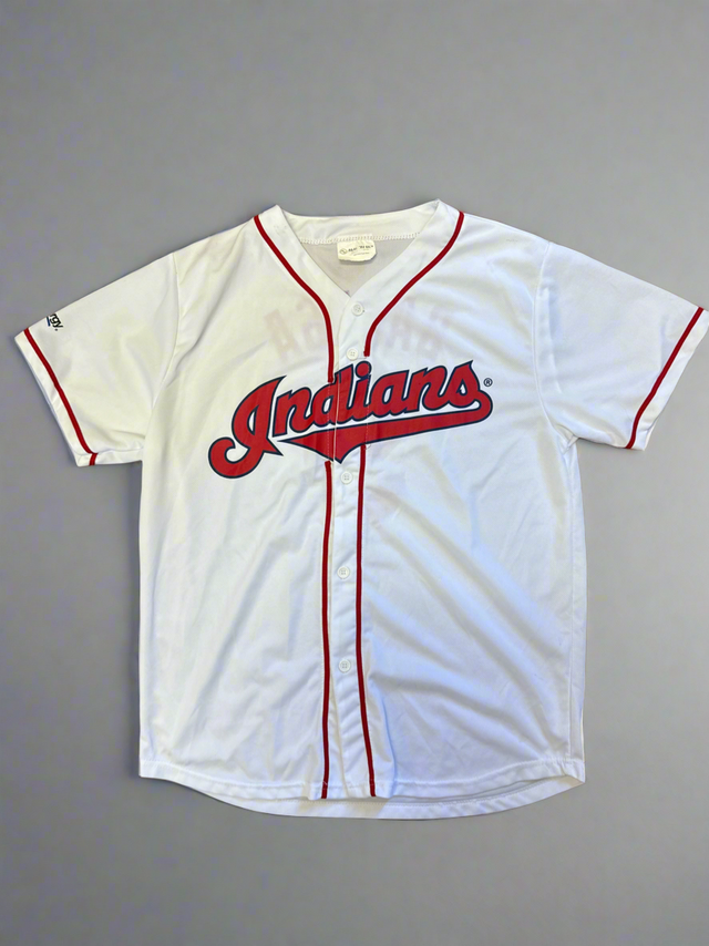 Carlos Baerga #9 Cleveland Indians Jersey — White Mesh Button-Up (Match-Up Brand) M