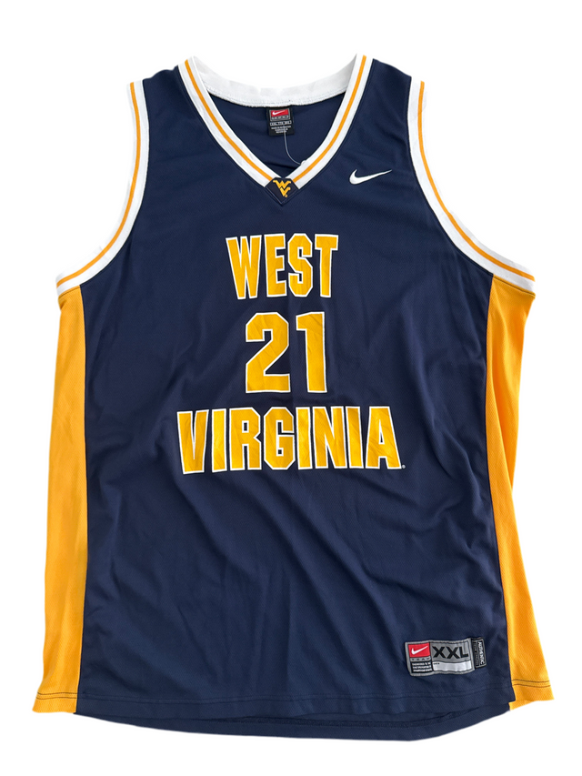 Vintage Y2K Nike West Virginia Mountaineers #21 Basketball Jersey XXL