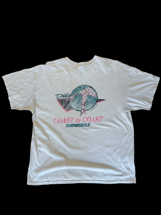 Vintage Déjà Vu Coast to Coast Showgirls Hanes Heavyweight T-Shirt Adult Entertainment Promo Tee (XL)
