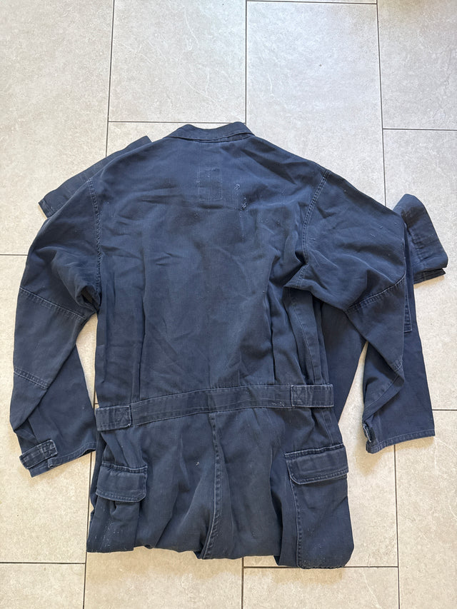 Vintage 90s U.S. Navy Flame Resistant Coveralls Jumpsuit 46R Navy Blue Military Workwear XL