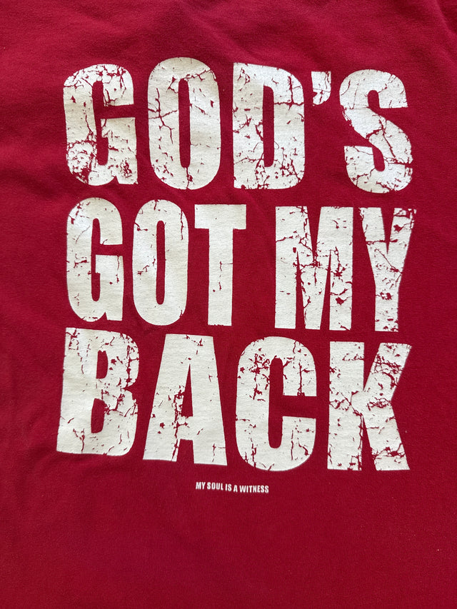 Vintage Y2K “God’s Got My Back” Isaiah 54:17 Christian Faith T-Shirt Large Red